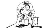 artist:oekakigod bored coco no_color oekaki sitting_behind_desk // 500x250 // 28KB