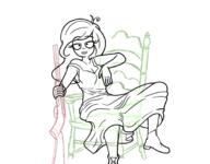 chair coco dress hot lineart lounging rifle sisa sitting sketch smiling smug sultry_eyes // 2050x1600 // 866KB