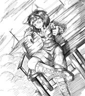 artist:oekakigod black_and_white freckles looking_at_viewer mymy niggerwiggle no_color pointing_at_viewer sitting sketch smug // 1150x1300 // 1.8MB