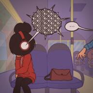 artist:lidlyarts artist:louca_pit artist:studio_massa bag bus dialogue dutch_text epke handbag headphones Henkie maya Maya's_Conversatie_(comic) official_art petjeaf text tree // 2500x2500 // 6.6MB