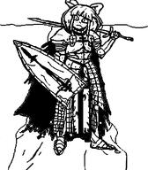 armor black_and_white crusader knight looking_at_viewer mymy niggerwiggle oekaki shield sword teuton // 306x350 // 25KB