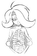 artist:hal looking_at_viewer organs skeleton vera // 682x1031 // 223KB