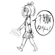 black_and_white dialogue japanese_text mymy sketch smiling walking // 1500x1500 // 558KB