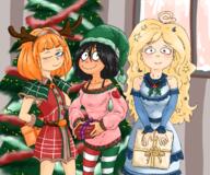 artist:oekakigod blushing christmas coco looking_at_viewer maya mymy present trio // 1200x1000 // 1.3MB