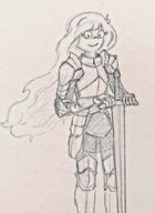 artist:midkyk coco knight no_color sketch sword // 747x1024 // 123KB
