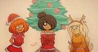 artist:fabz_rc candy_cane christmas christmas_lights christmas_tree coco drawing maya mymy reindeer Santa // 2048x1073 // 446KB