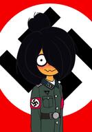 blushing drawing looking_at_viewer maya nazi nazi_outfit nazi_salute nazi_soldier nervous smiling ss ss_bolts // 895x1280 // 127KB