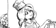 artist:oekakigod coco cooking hat mymy no_color oekaki // 500x250 // 38KB