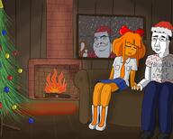 artist:placeholder billions_must christmas_tree cozy drawing fireplace handholding ias mymy santa_claus santa_hat sleeping smiling snow subvariant:squirreljak variant:chudjak variant:cobson variant:feraljak // 2048x1639 // 334KB