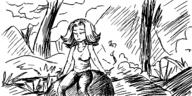 artist:oekakigod cigarette closed_eyes nature no_color oekaki sitting smoking vera // 500x250 // 74KB