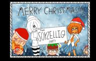 cato christmas coco collab elf gift henk maya mymy postcard santa_hat smiling swastika thumbs_up zarty // 2326x1493 // 2.3MB