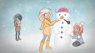 artist:studio_massa coco concerned drink hat Illustraties_(official) maya mymy official_art petjeaf pipe scarf smiling snow snowman text // 3840x2160 // 9.7MB