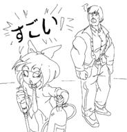 air_tank black_and_white confused drawing excited inflation japanese_text man mymy sketch // 1606x1676 // 58KB