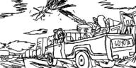 black_and_white fire gun helicopter kiki mymy niggerwiggle oekaki shooting smile technical truck un // 500x250 // 36KB