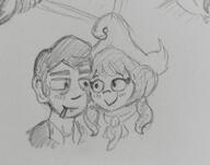 artist:midkyk looking_at_each_other no_color romance ship sketch tryn wiel // 2184x1718 // 1.6MB