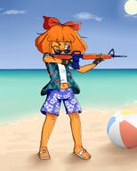 artist:huwabag beach gun mymy rifle shirt summer // 1800x2250 // 1.3MB