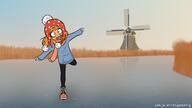 artist:studio_massa Illustraties_(official) lake mymy official_art outside petjeaf skating smiling text windmill // 3840x2160 // 5.0MB