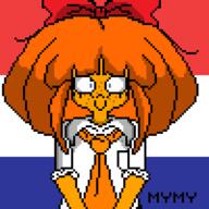 dutch_flag looking_at_viewer mymy niggerwiggle pixel_art text // 600x600 // 21KB