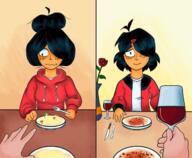 artist:yaboyaj blushing food italian_flag maya old pasta rose smiling wine // 640x525 // 92KB