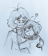 artist:midkyk hug love oc romance ship sketch zoey // 888x1024 // 206KB