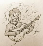 artist:midkyk bass_guitar cleo looking_at_viewer nigger playing_instrument sketch // 956x1024 // 261KB