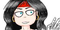 artist:oekakigod blue_eyes color earrings gloves headband kiki oekaki // 500x250 // 79KB