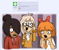 arm bowtie clothes coco drawn_background female glasses hair hand marker maya mymy nu_trio open_mouth orange_hair sweater variant:beastjak variant:burnsjak variant:kliksjak yellow_hair // 1859x1579 // 212KB