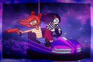 artist:studio_massa bumper_cars gun Illustraties_(official) kiki mymy nerf_gun official_art petjeaf smiling text // 3776x2525 // 12MB