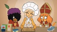 apron artist:studio_massa coco cookies cooking feather food hat Illustraties_(official) kruidnoten maay mymy official_art petjeaf sinterklaas smiling text // 3840x2160 // 3.7MB