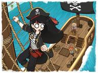 Artist:1azy_zelig axel kiki maya_island mymy parrot pirate pirate_flag pirate_hat sea ship // 1080x804 // 219KB