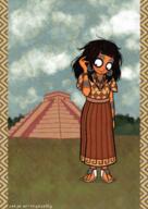 artist:studio_massa blushing dress history Illustraties_(official) looking_down maya maya_civilization mesoamerica official_art petjeaf pyramid temple text // 2480x3508 // 13MB