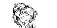 artist:oekakigod blushing closed_eyes happy maya no_color oekaki // 500x250 // 32KB