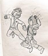artist:midkyk fighting kiki mymy no_color pirate sketch voc // 891x1024 // 208KB